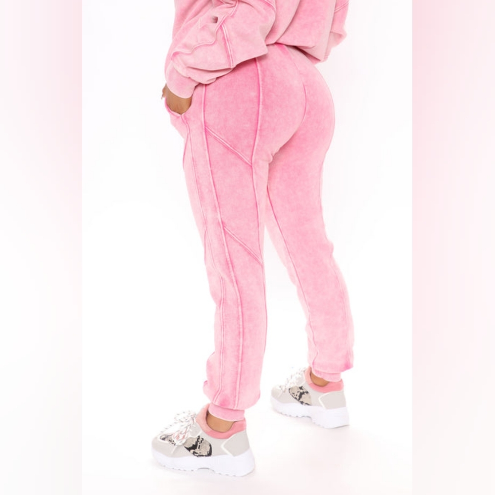 New Fashion Nova Ask Me Anything Matching Sweatshirt Hoodie & Jogger Set Pink 1X - Picture 5 of 10